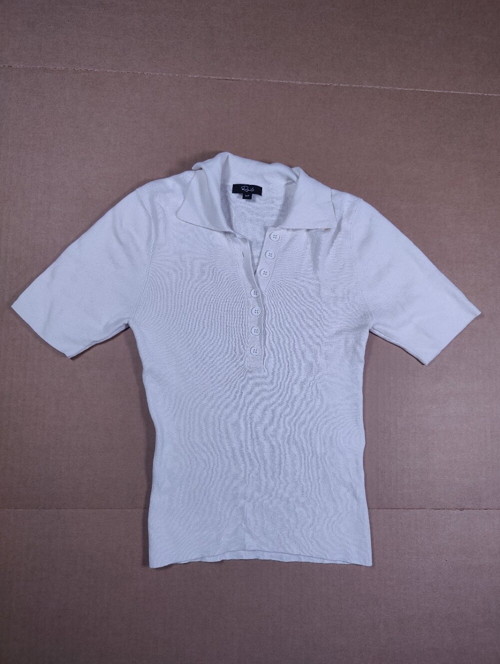 Rails Court Ribbed Knit Cotton Cashmere White Short Sleeve Polo Shirt Size XXS